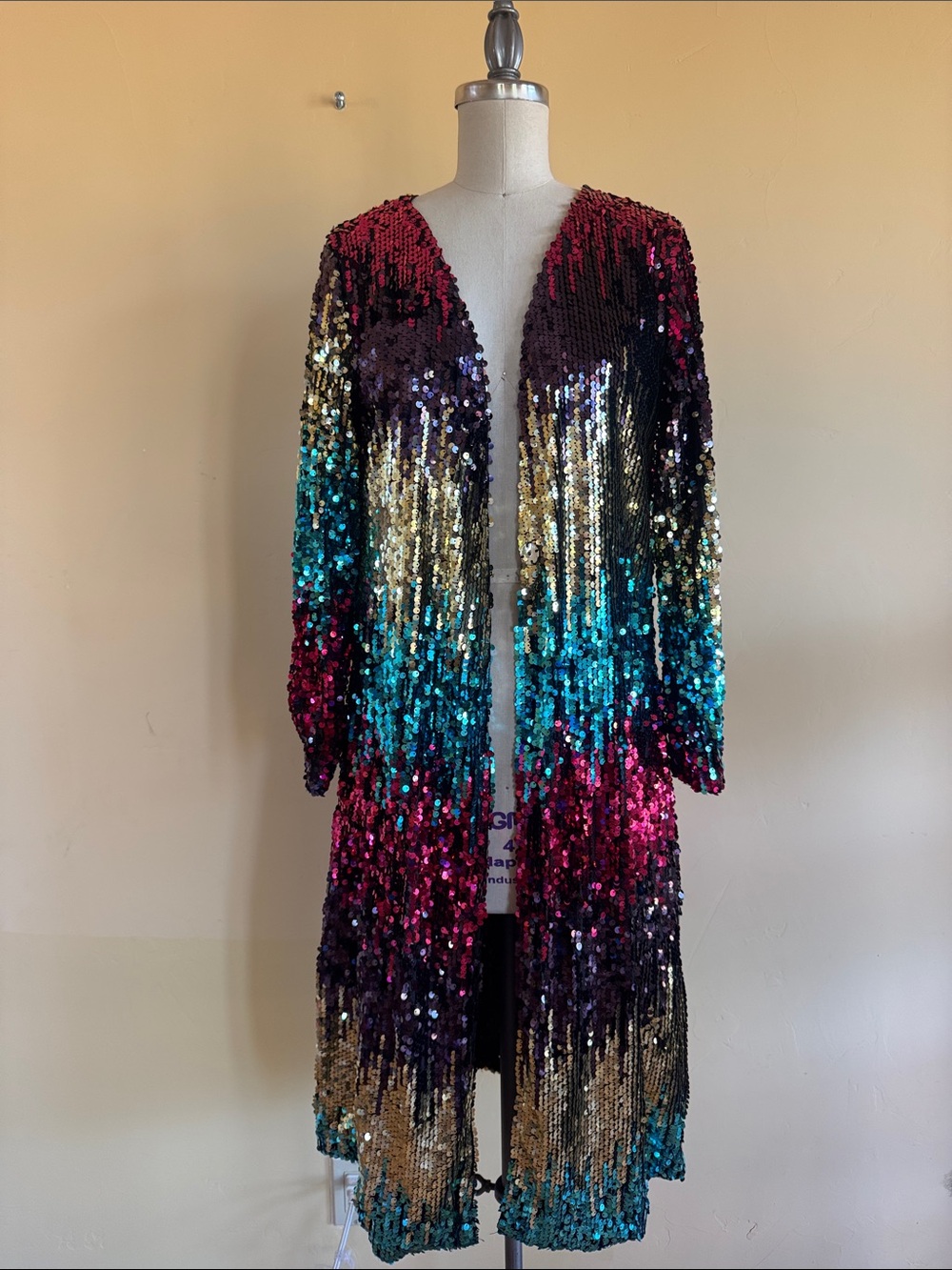 Multicolor Sequin Longline Blazer Jacket